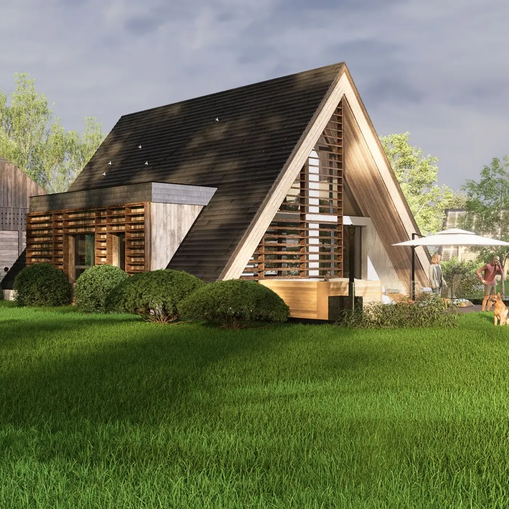 Eco-Frame Premium — casă A-frame