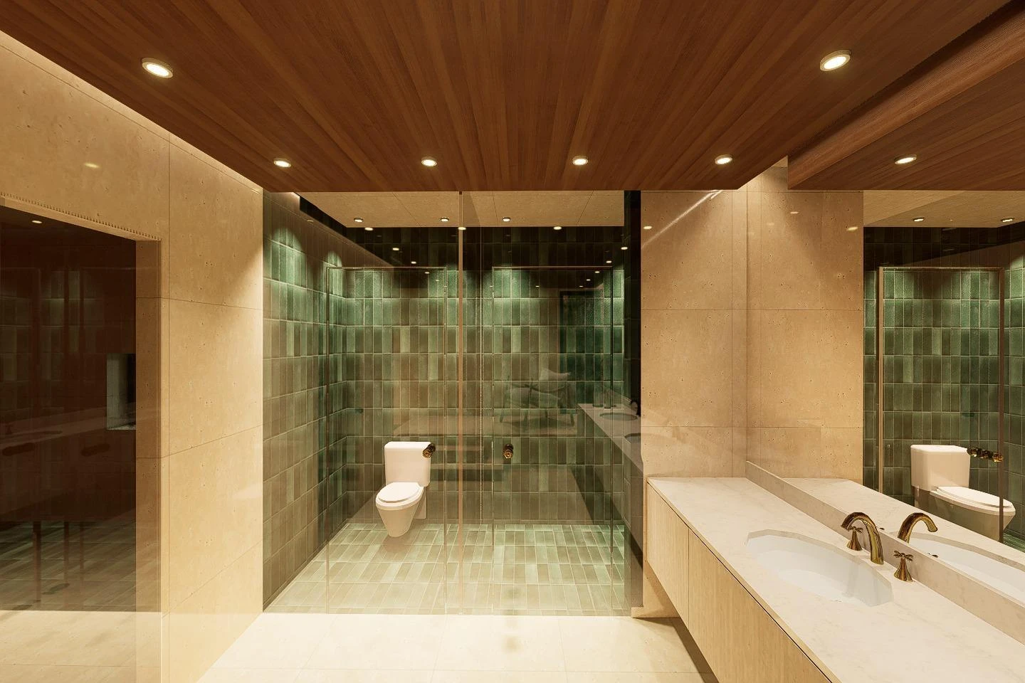 Vila P — amenajare interioară baie și spațiu de relaxare, vedere 1